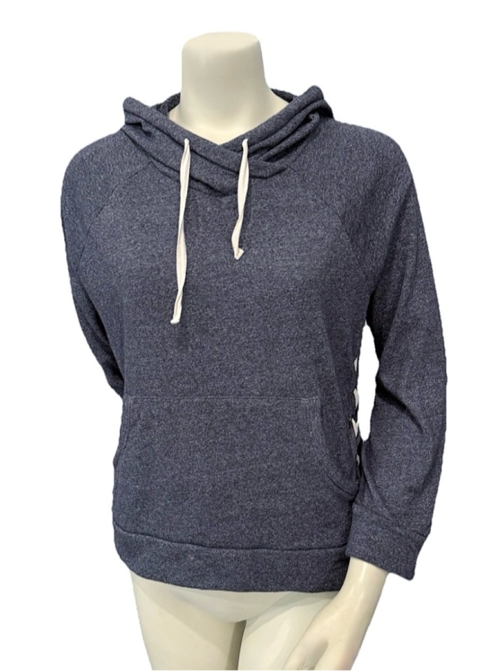 MAETTE Gray Lace-Up Side Hoodie Size M Casual Cozy Sweatshirt